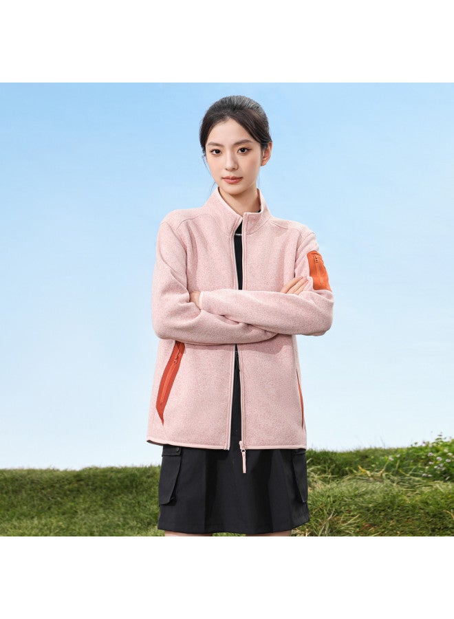 Flying in the snow Autumn/winter Outdoor Casual Simple Yarn Knitted Fleece Stand Collar Jacket - Image 5