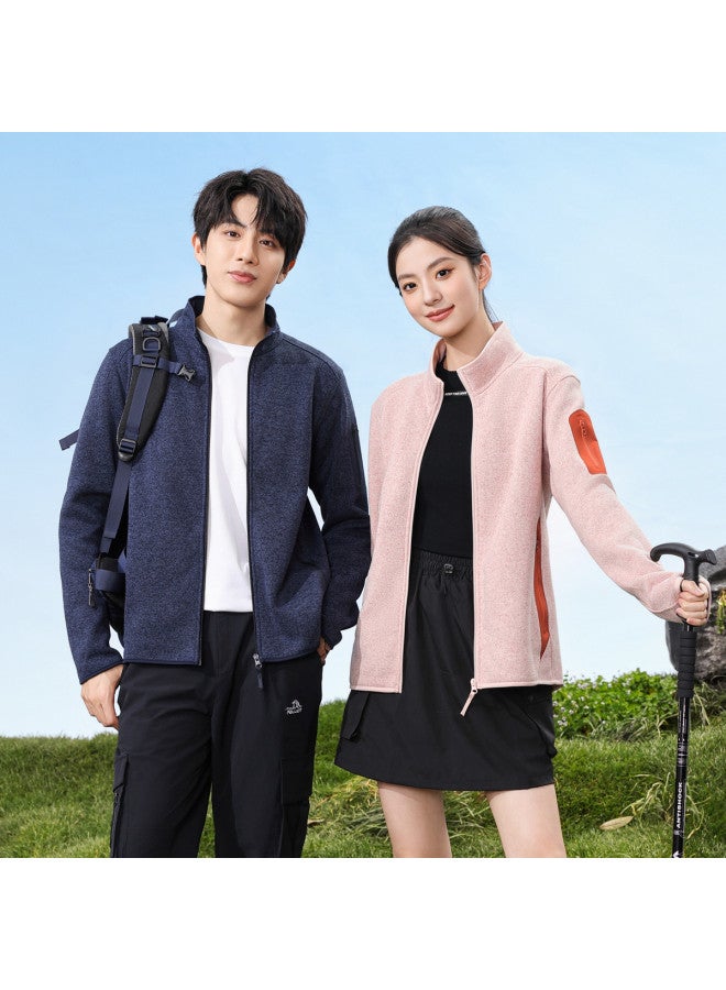 Flying in the snow Autumn/winter Outdoor Casual Simple Yarn Knitted Fleece Stand Collar Jacket - Image 2