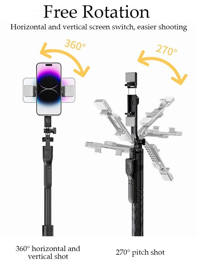 DUNISO Selfie Stick,Extendable Double phone clip Cell Phone Tripod ,Rotate Phone Tripod with Bluetooth Remote Shutter and Fill Lights,Group Selfies/Live Streaming/Video Recording Compatible with All Phones - Image 4