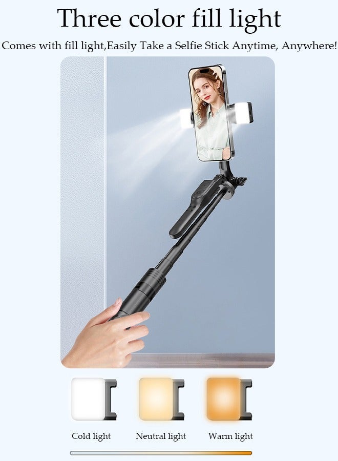 DUNISO Selfie Stick,Extendable Double phone clip Cell Phone Tripod ,Rotate Phone Tripod with Bluetooth Remote Shutter and Fill Lights,Group Selfies/Live Streaming/Video Recording Compatible with All Phones - Image 5