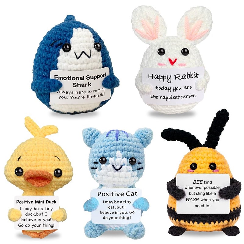 AicooFest Easter Basket Stuffers for Teen Positive Crochet Animals Emotional Support Positive Bunny Mini Duck Cat Funny Easter Essentials Small Crocheted Stuffed Animal Gifts for Family Friend Coworker Employee - Image 2