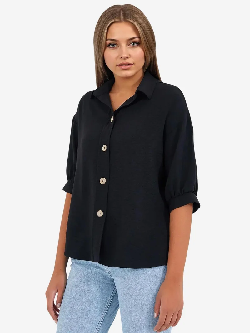 BIG DART BDART Oversized Crepe Shirt with Button Closure