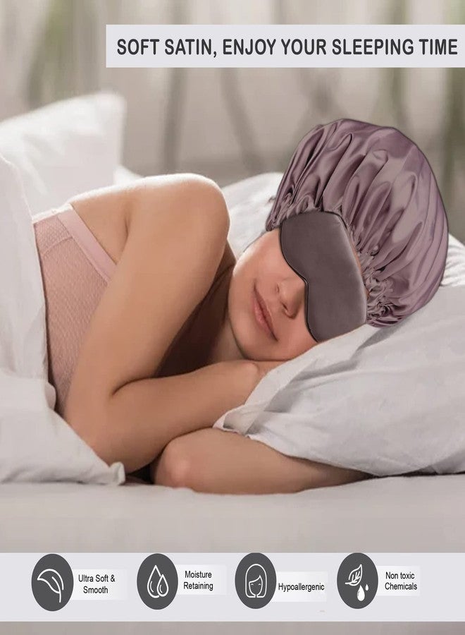 Avirons Silk Hair Cap for Sleeping, 3 Piece Scrunchies & Sleep Eye Mask | Satin Bonnet for All Type hair| Satin Hair Cap for Sleeping| Double Layer Cap Bonnet for Sleeping | Fully Blackout Eye Mask - Image 2