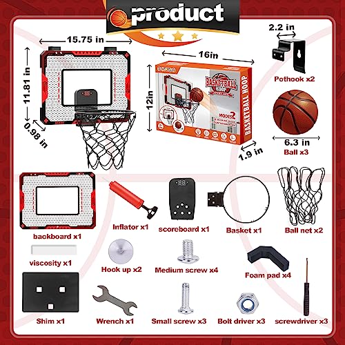OCHIDO Indoor Basketball Hoop for Kids 5 6 7 8 9 10Years Old BoysMini Basketball Hoop Over The Door Mini Hoop with Electronic Scoreboard  3 BallsKids Basketball Hoop Sport Toys for Gift for Boys Age 510 - Image 5
