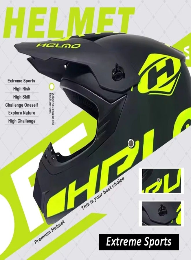 Kuqibao 4-Piece Full Face Racing Motorcycle Helmet Kit Protective Gear Motorcycle Helmets Street Bike Racing Moto Helmet Cartoon Car Helmet Electric Car Helmet Suitable For Young Boys And Girls (Green)﻿ - Image 2