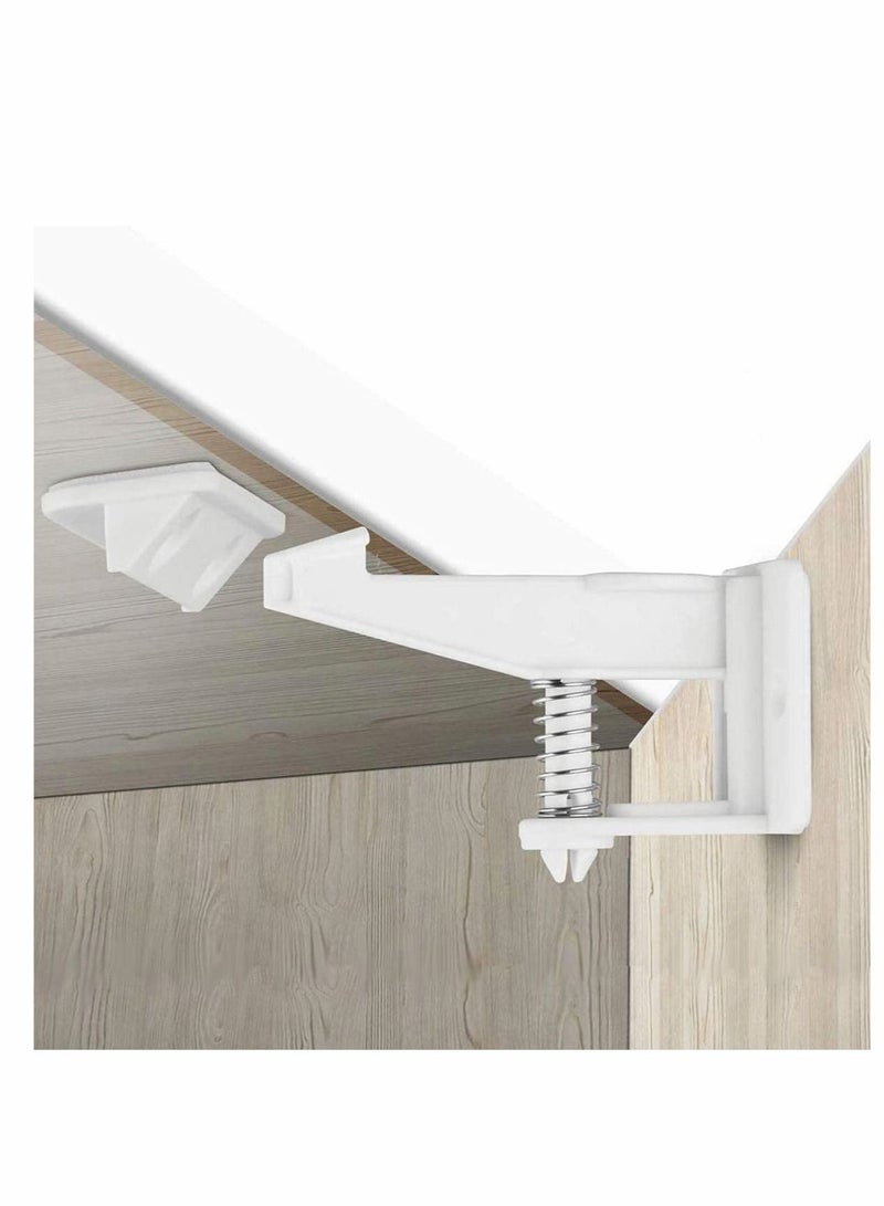 10 Pack Child Safety Locks - Invisible Design, No Tools Needed, Ideal for Kitchen Cabinets & Drawers, Easy Unlocking Baby Locks (White)  - Image 1