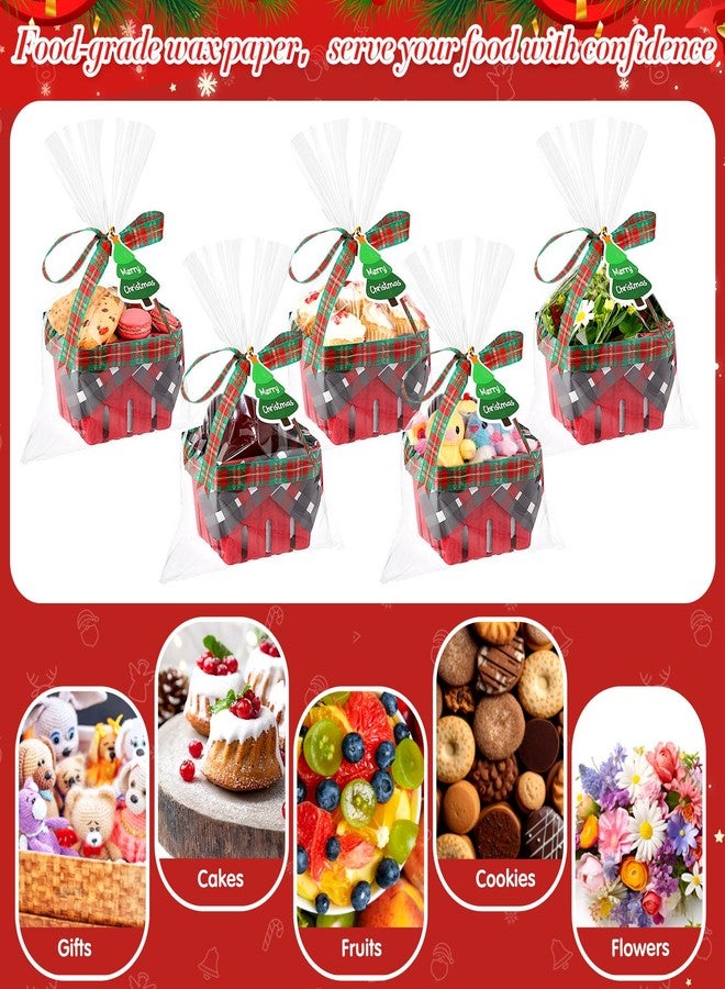 Mimorou 24 Set Small Red Christmas Plaid Gift Basket Empty Bulk 4.3 Inch DIY Mini Xmas Berry Basket Gift Box to Fill Candy Snack Cookie Treat for Holiday Party Favors Calendar Stocking Stuffers - Image 4