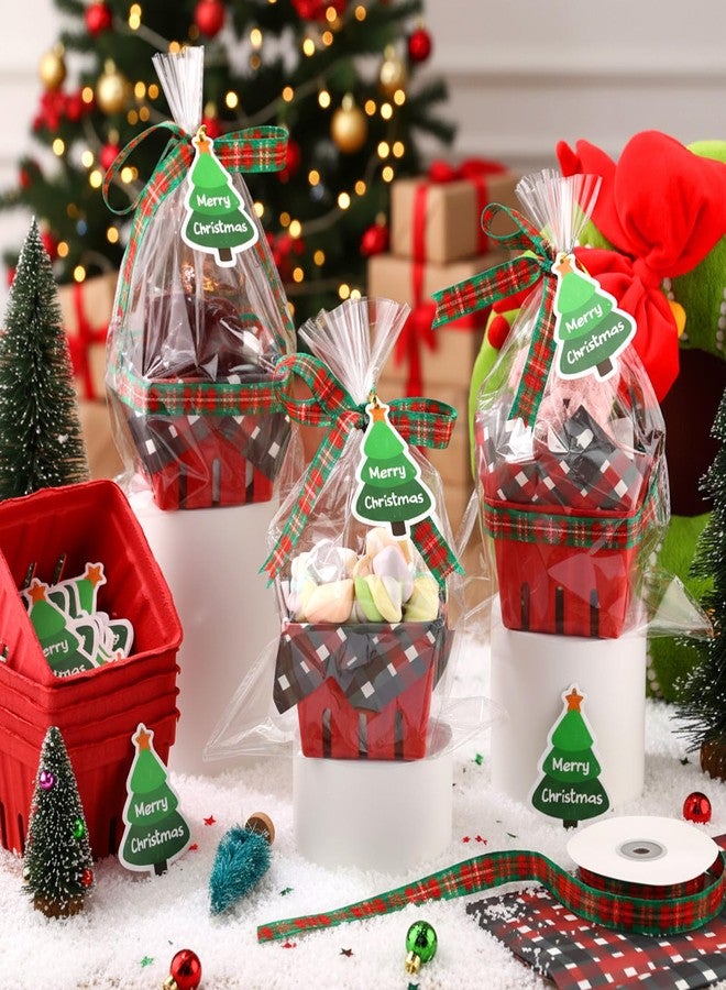 Mimorou 24 Set Small Red Christmas Plaid Gift Basket Empty Bulk 4.3 Inch DIY Mini Xmas Berry Basket Gift Box to Fill Candy Snack Cookie Treat for Holiday Party Favors Calendar Stocking Stuffers - Image 5