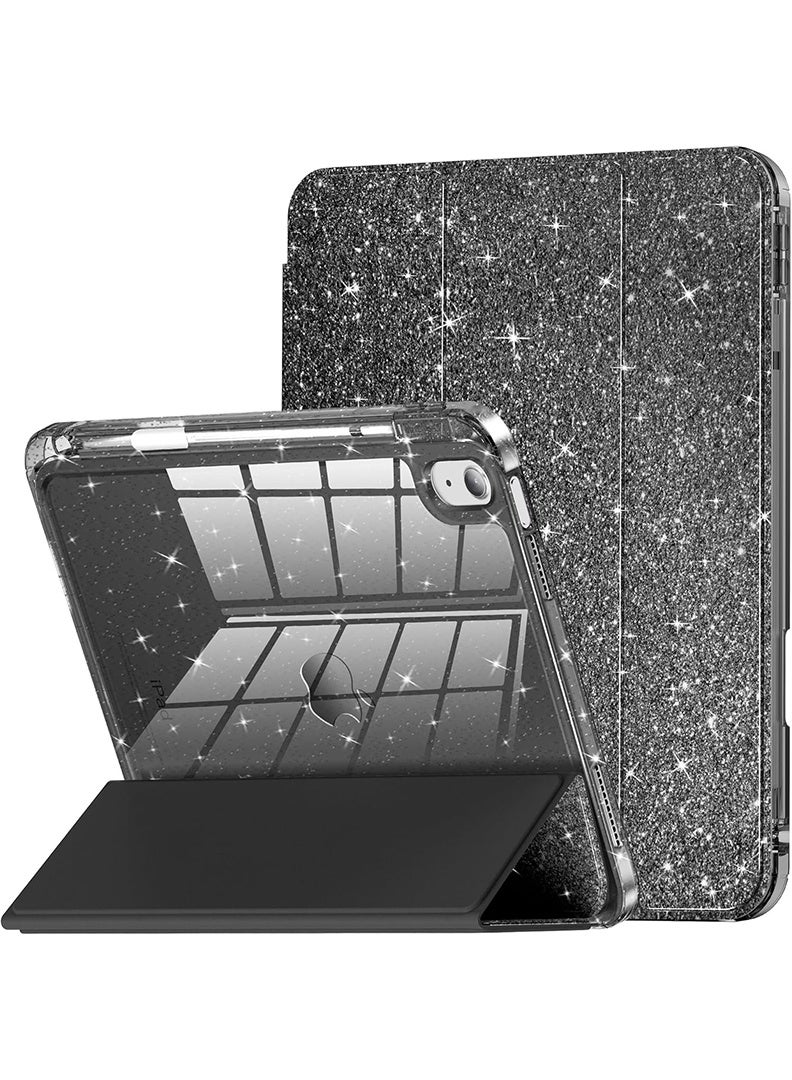 Theodor Glitter Case For iPad  Air 11 Inch (M4 2026/ M3 2025/ M2 2024) Glittering Sparkly Shockproof Cover with Shiny Clear Back Shell Slim Stand Cover- Glitter Black