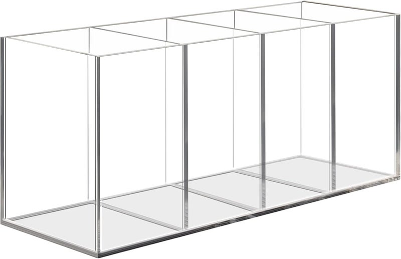 Uquelic Acrylic Pen Holder - Clear Pencil Holder Desk Organiser Makeup Brush Holder Pen Pot Organiser for Office School Household Supplies (22.5 x 7.6 x 9.5 cm) - Image 1