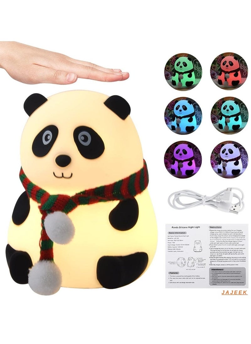 JAJEEK Panda Lamp with Color Changing Light – USB Rechargeable, Fun and Cute Night Light for Kids Rooms, Adjustable Brightness, Soft Glow for Sleep & Relaxation (White) - Image 1
