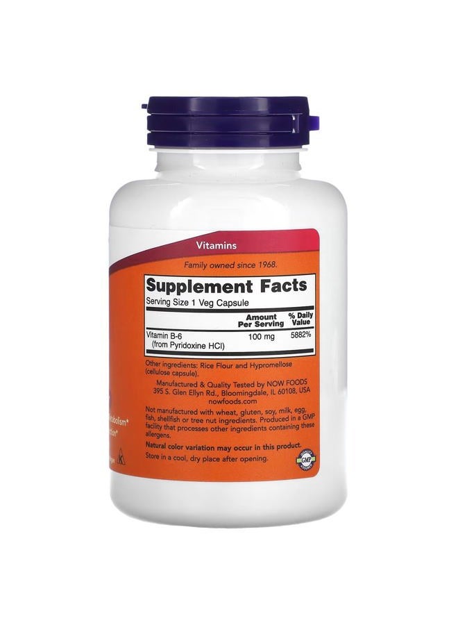 now Foods Vitamin B-6 - 250 Capsules, 100mg - Image 2