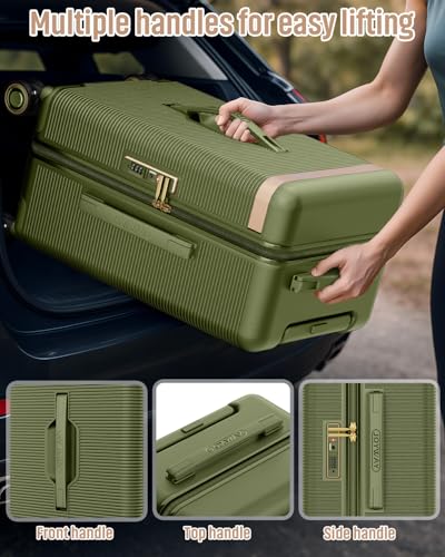 Joyway 22 Inch Carry on Luggage with Cup Holder, Hard Shell Carry-on Suitcases with Shock Absorbing Spinner Wheels, Lightweight Luggage with TSA Lock for Women Men, Green - Image 5