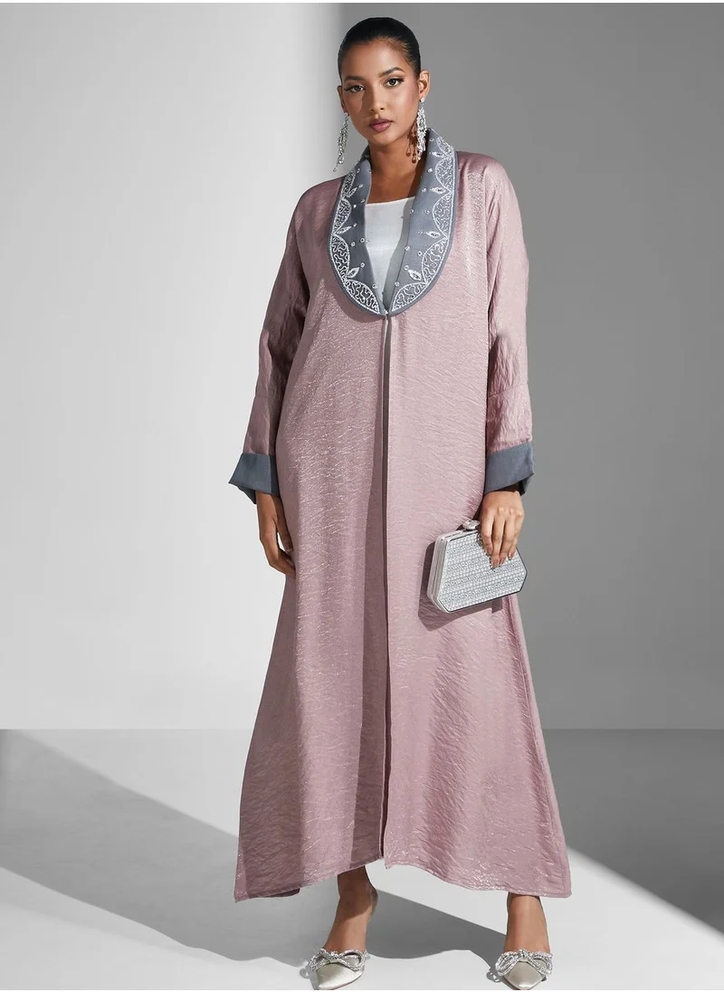آرا Flared Sleeve Lapel Detail Abaya