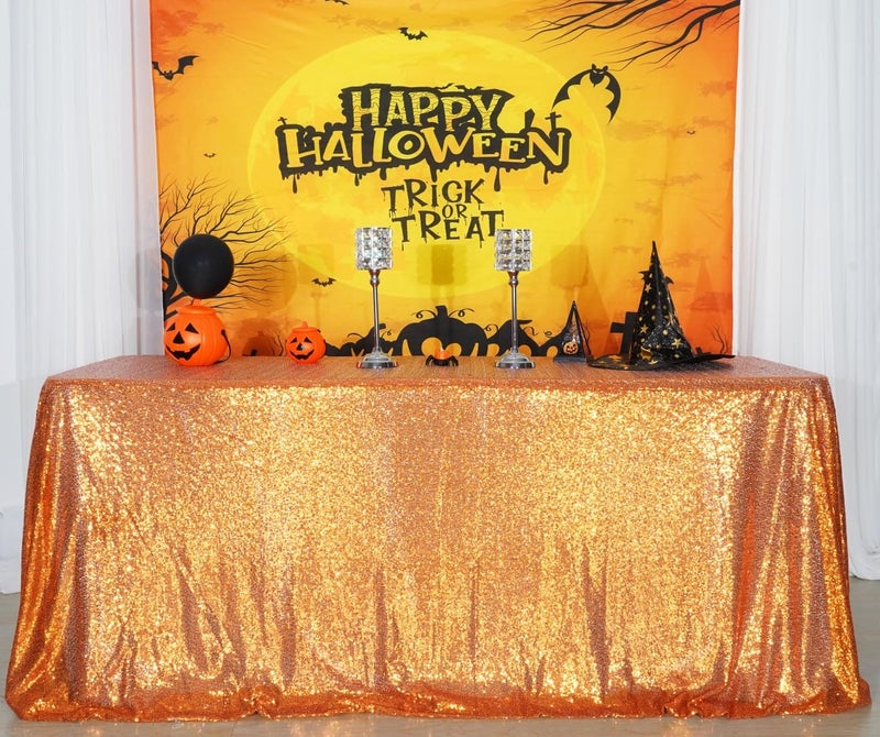 Poise3EHome Sequin Tablecloth 50x72 Inch  Orange Tablelcoth Sparkly Tablecloth for Christmas Birthday Party Graduation Decor - Image 5