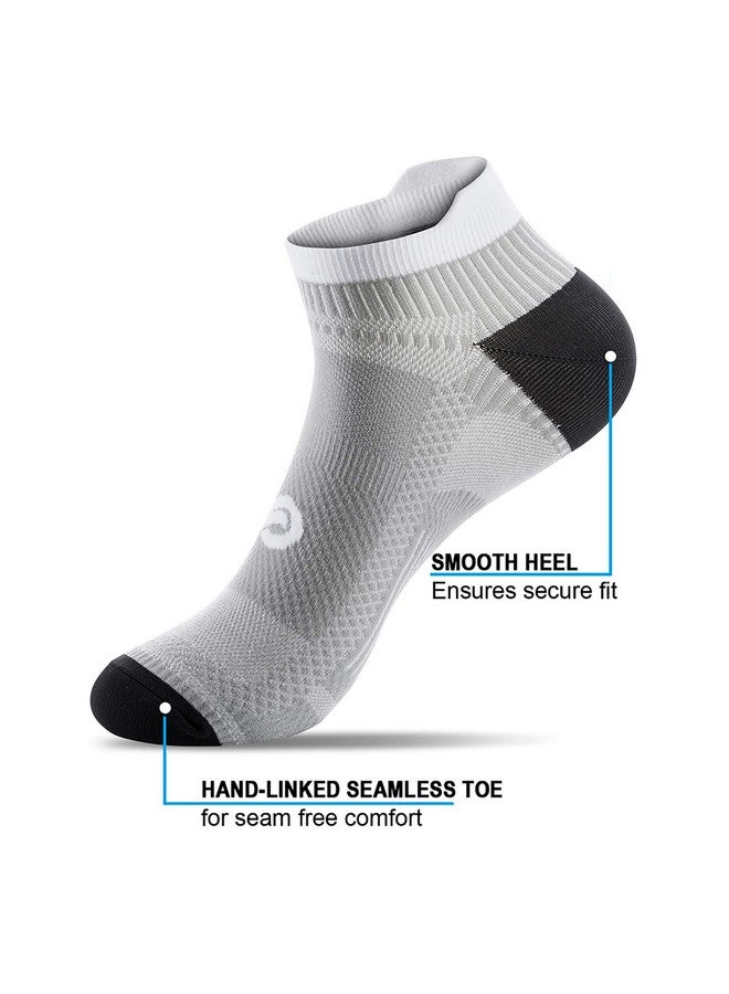PAPLUS Compression Running Socks for Men & Women, Ankle Socks for Runners, Plantar Fasciitis, Cycling, Athletic, Gym, Low Cut No Show Athletic Socks with Arch Support, Grey, Large-X-Large - Image 2