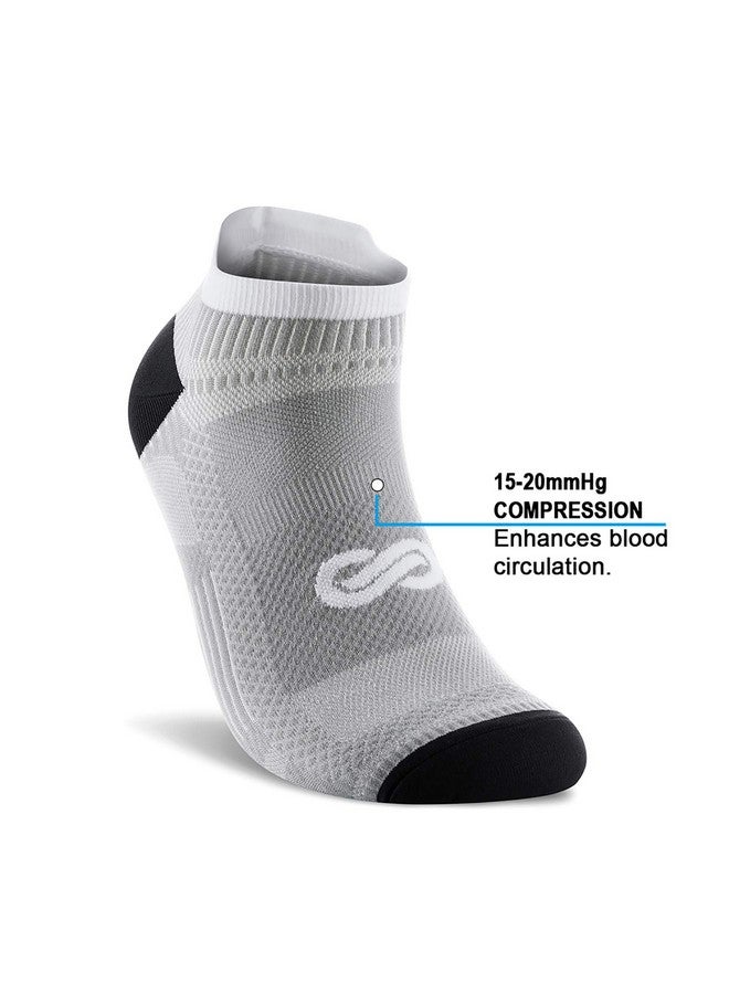 PAPLUS Compression Running Socks for Men & Women, Ankle Socks for Runners, Plantar Fasciitis, Cycling, Athletic, Gym, Low Cut No Show Athletic Socks with Arch Support, Grey, Large-X-Large - Image 1