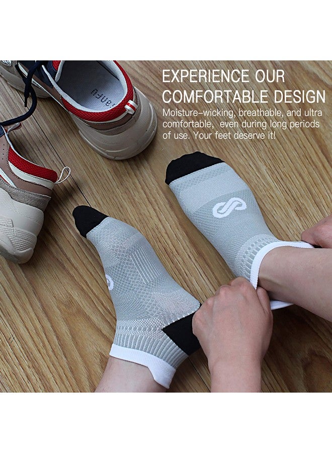 PAPLUS Compression Running Socks for Men & Women, Ankle Socks for Runners, Plantar Fasciitis, Cycling, Athletic, Gym, Low Cut No Show Athletic Socks with Arch Support, Grey, Large-X-Large - Image 4