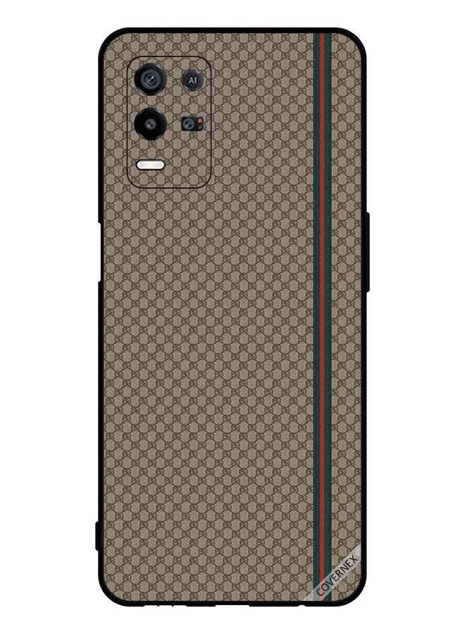 Covernex Protective Case Cover For Oppo K9x Red & Green Strips On Brown Pattern  - Image 1