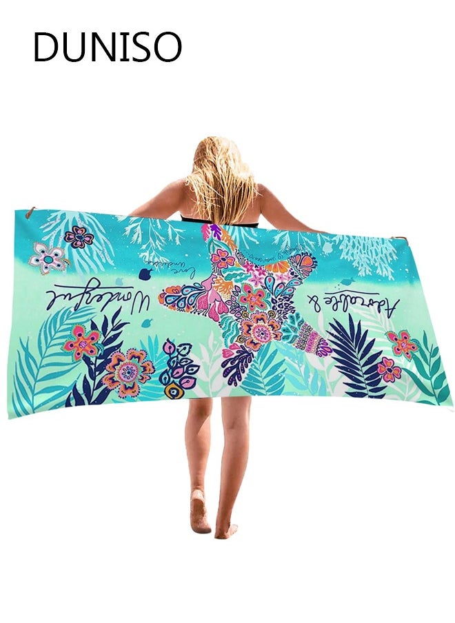 DUNISO Beach Towel Oversized Microfiber Beach Towels for Travel Quick Dry Towel for Swimmers Sand Proof Beach Towels for Women Men Girls Cool Pool Towels Beach Accessories Super Absorbent Towel 75*150cm  - Image 1