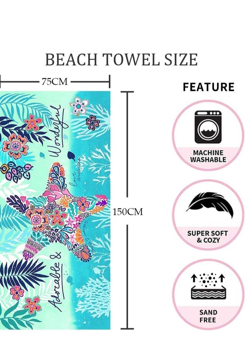 DUNISO Beach Towel Oversized Microfiber Beach Towels for Travel Quick Dry Towel for Swimmers Sand Proof Beach Towels for Women Men Girls Cool Pool Towels Beach Accessories Super Absorbent Towel 75*150cm  - Image 2