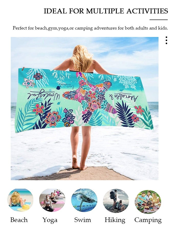 DUNISO منشفة الشاطئ مناشف الشاطئ المصنوعة من الألياف الدقيقة كبيرة الحجم للسفر، منشفة سريعة الجفاف للسباحين، مناشف الشاطئ المقاومة للرمل للنساء والرجال والفتيات، مناشف حمام السباحة الرائعة، ملحقات الشاطئ، منشفة فائقة الامتصاص 75*150 سم - Image 4