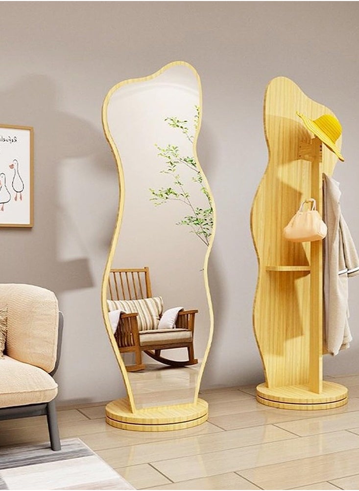 fashionhome Multifunctional Rotating Floor Full Length Body Dressing Mirror Bedroom Floor Stable Base Coat and Cap Storage Rack Bedroom Living Room Furniture 36x165 cm  - Image 1