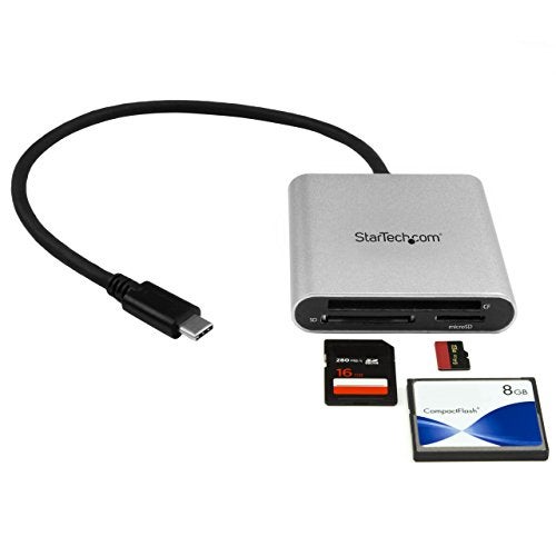 StarTech.com USB 3.0 Flash Memory Multi-Card Reader/Writer with USB-C - SD microSD and CompactFlash Card Reader w/ Integrated USB-C Cable (FCREADU3C) - Image 4