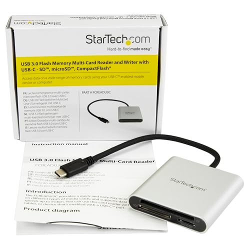 StarTech.com USB 3.0 Flash Memory Multi-Card Reader/Writer with USB-C - SD microSD and CompactFlash Card Reader w/ Integrated USB-C Cable (FCREADU3C) - Image 5