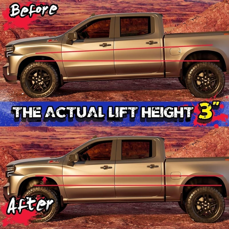 KSP PERFORMANCE 3" Front Leveling Kits for Silverado 1500 2WD/4WD 2007-2019, Sierra 2WD/4WD 2007-2019, 3 Inch Suspension Strut Spacers Lift Kits for Pickup with 6 Lug - Image 3