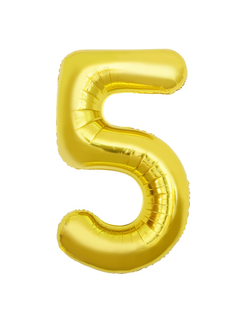 Party Zone Gold Foil Balloon Number 5 52" 