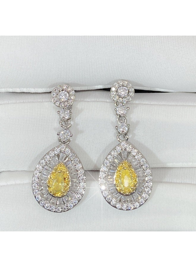 KUYING Temperament Inlaid Diamond Gemston Crystal Earrings With Hooks And Studs 
