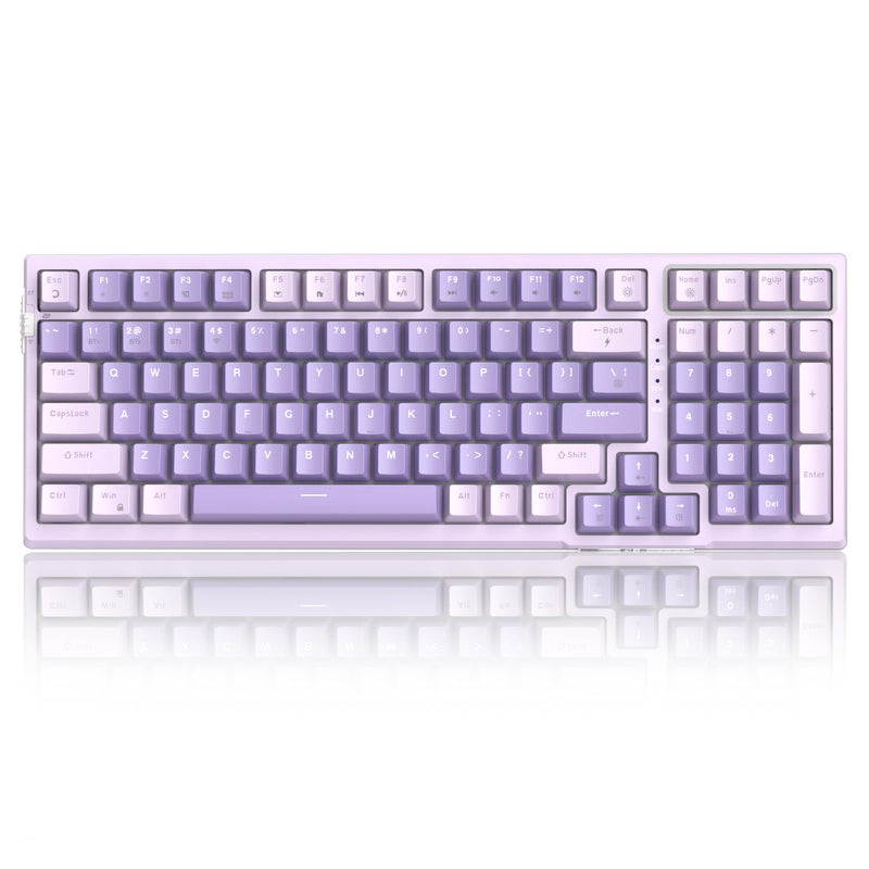 MageGee SKY98 Wireless Gasket Mechanical Gaming Keyboard 96 Hot Swappable RGB Custom Creamy Keyboard with 5Layer Sound Padding BT24GUSBC NKRO for WinMac Lavender Violet Switch - Image 2