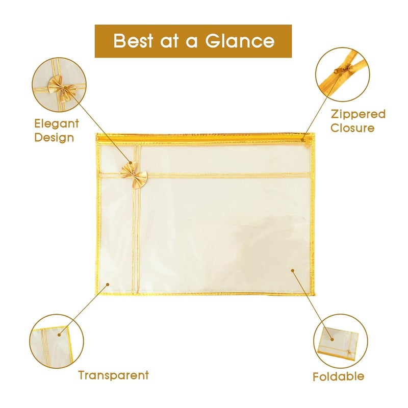FLY LYF PVC Transparent Single Saree Covers With Zip Transparent Suit Packing Cover Saree Organizer For Wardrobe Clothes Organizer Storage Bag Premium Wedding Gift Combo Packaging Pouch (10) - Image 3