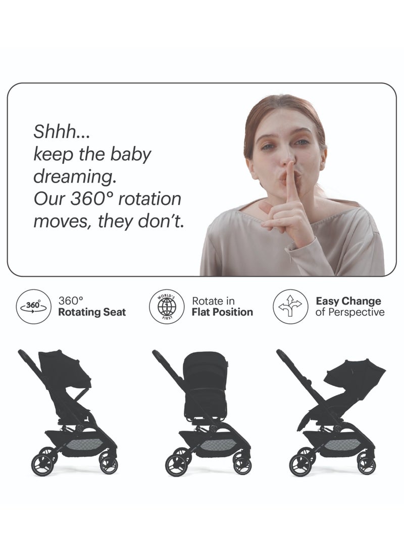 Hamilton by Yoop Spin Baby Stroller with Cup Holder - 360° Rotating Seat - MagicFold™ Technology - One Hand Foldable - Reflective Wheels with Suspension - Image 3