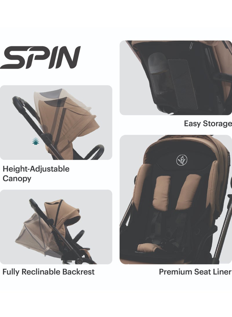Hamilton by Yoop Spin Baby Stroller with Cup Holder - 360° Rotating Seat - MagicFold™ Technology - One Hand Foldable - Reflective Wheels with Suspension - Image 5