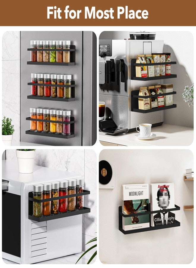 VANPET Magnetic Spice Rack for Refrigerator, Magnetic Fridge Shelf for Kitchen Spice Organizer, Spice Rack Wall Mount, Fridge Organizers and Storage (2, Black) - Image 5