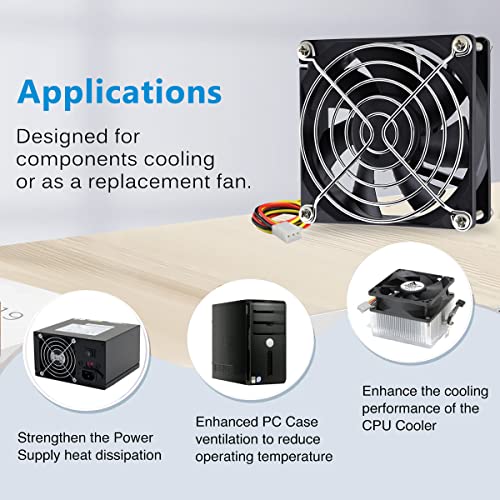 GDSTIME 80mm 8cm CPU Fan, 80mm x 25mm Brushless DC 12V 3PIN Brushless PC Computer Case Cooling Fan - Image 5