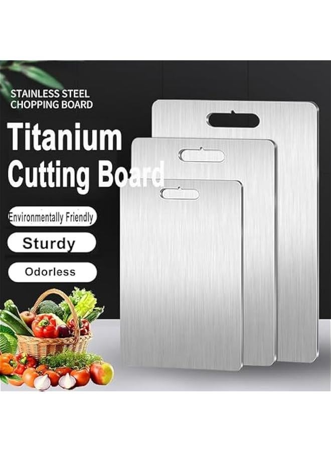 بيوينتي لوح تقطيع تيتانيوم من تايما، لوح تقطيع من التيتانيوم، لوح تقطيع تيتانيوم، لوح تقطيع من الستانلس ستيل، لوح تقطيع امن غذائيًا، لوح تقطيع طعام من الستانلس ستيل (28 × 39 سم) - Image 3