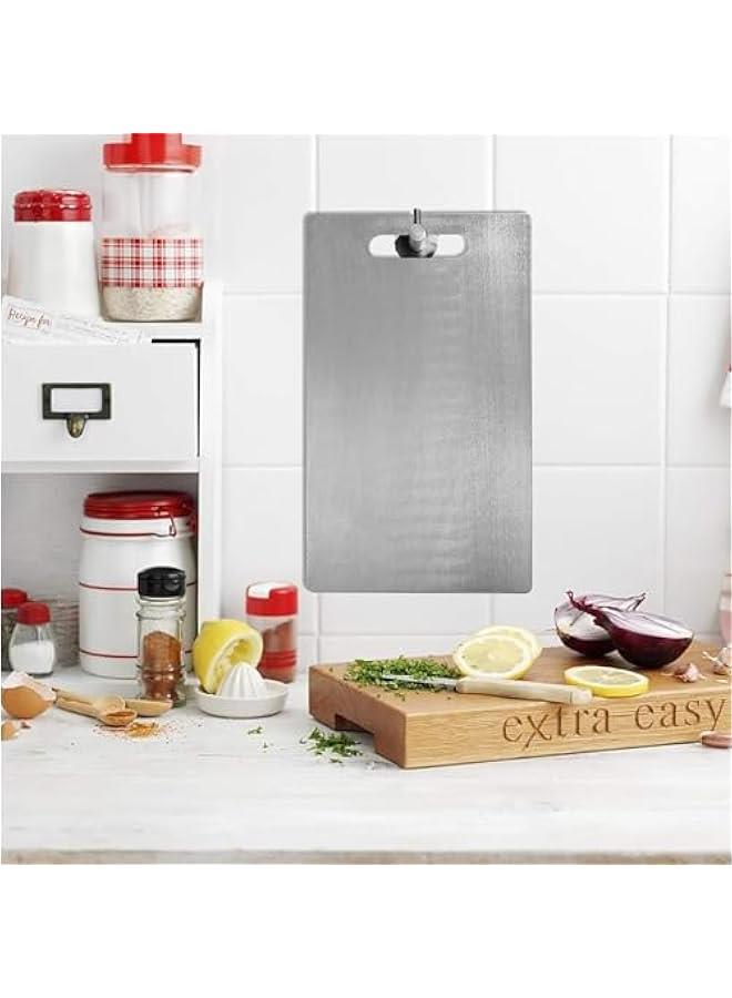 بيوينتي لوح تقطيع تيتانيوم من تايما، لوح تقطيع من التيتانيوم، لوح تقطيع تيتانيوم، لوح تقطيع من الستانلس ستيل، لوح تقطيع امن غذائيًا، لوح تقطيع طعام من الستانلس ستيل (28 × 39 سم) - Image 5