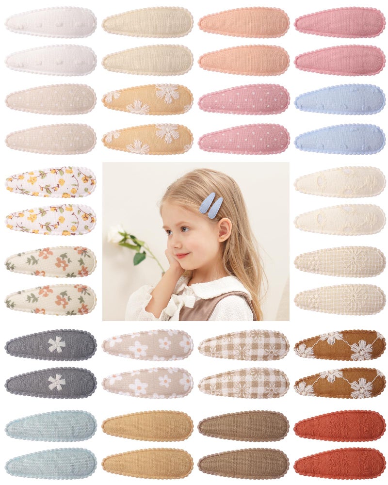 doboi 40Pcs Toddler Hair Clips Baby Girl Hair Bows Clips Floral Print Non Slip Wrapped Snap Hairpins Flower Clips for Hair Barrettes Hair Accessories for Baby Toddler Girls Kids - Image 1