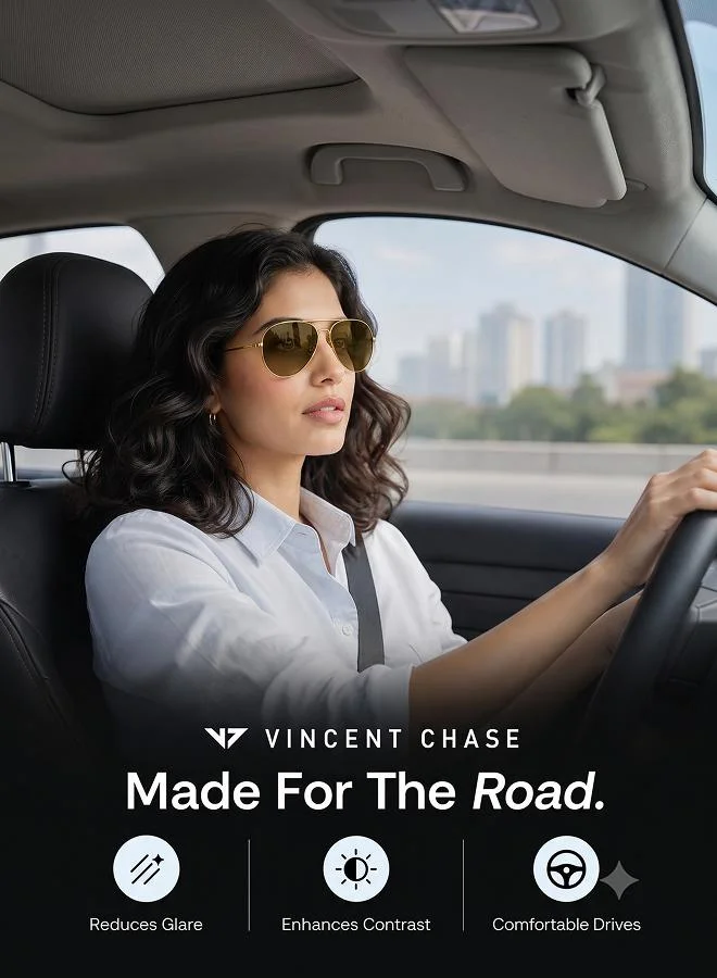 Vincent Chase  Vincent Chase By Lenskart | Full Rim Aviator Frame Polarized | UV Protected Sunglasses | Men & Women | Medium | Grey | VC 5158/P  | Best Price UAE