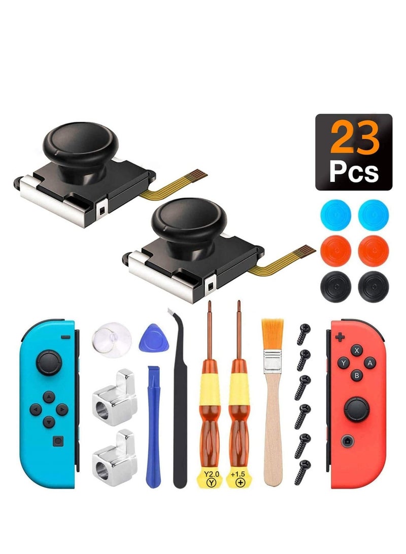 Captaintech (2 Pack) Joystick Replacement for Joycon,Switch Analog Stick Parts for Nintendo Switch Joy Con Controller Thumbstic,Include Full Repair Tool Kit and 2 Metal Lock Buckles,2 Jon Con Replacement - Image 1