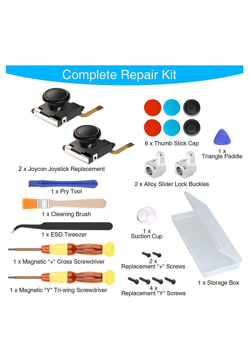 Captaintech (2 Pack) Joystick Replacement for Joycon,Switch Analog Stick Parts for Nintendo Switch Joy Con Controller Thumbstic,Include Full Repair Tool Kit and 2 Metal Lock Buckles,2 Jon Con Replacement - Image 4