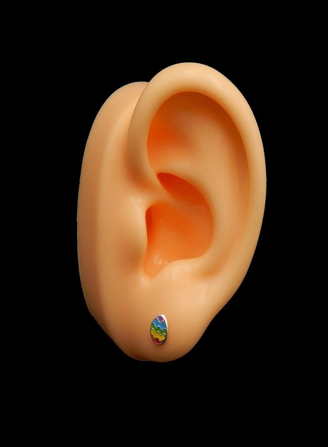 آيسروز طقم جديد من 6 أزواج من الأقراط المرصعة بالفضة الإسترليني عيار 925، مناسب لأعياد الميلاد، وبيضة عيد الفصح، والبرسيم، والعلم الأمريكي، والقلب الأحمر، والهالوين (خالية من النيكل). - Image 4