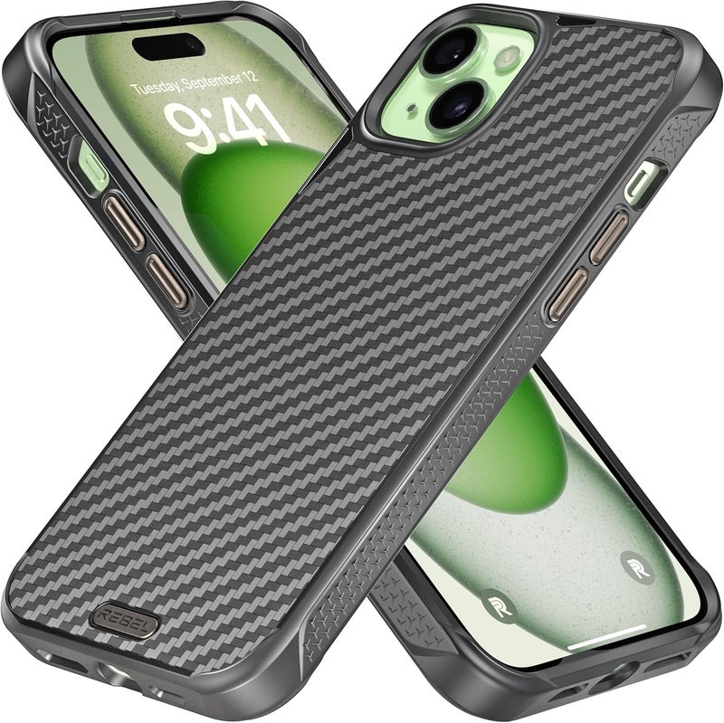 Rebel Case for iPhone 15 Plus [Gen-5 Aramid Fiber] Strong MagSafe Compatible, Grippy Sides, Shockproof Corners, CNC Metal Buttons, Upgraded Protective Design, 6.7 Inch Phone 2023 (Black) - Image 1
