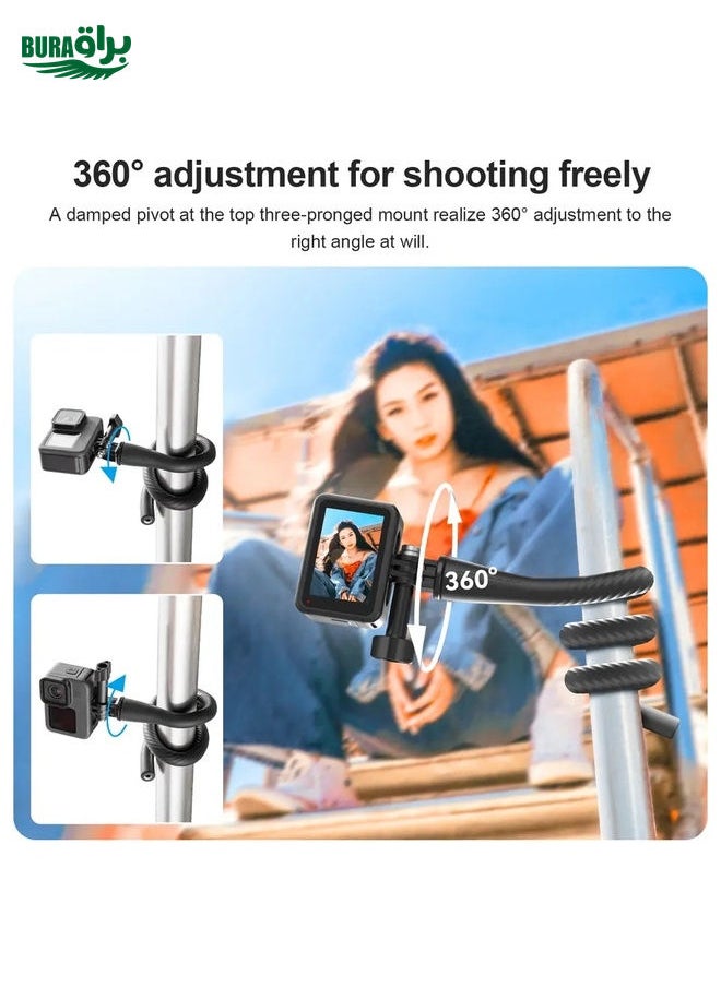 TELESIN Flexible Mount Bracket Octopus Tripod For Mini Action Camera and Mobile Phone,Spec: With Phone Clip Kit