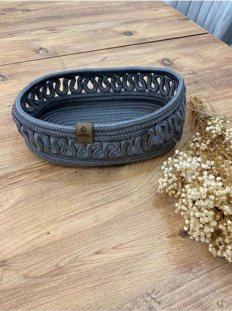بدز ديري Bdz Leather Wicker, Jute, Basket, Cupboard, Organizer, Storage Basket, Bread Basket, 30 x 20 x 10 cm