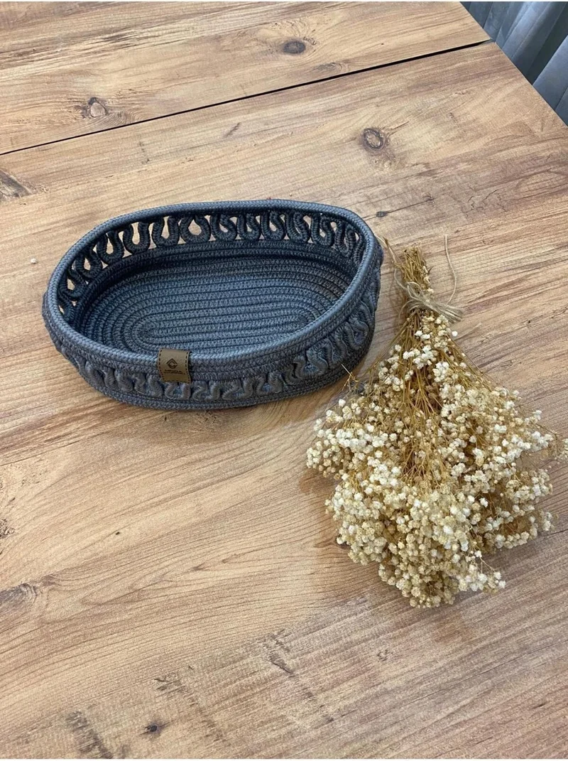 بدز ديري Bdz Leather Wicker, Jute, Basket, Cupboard, Organizer, Storage Basket, Bread Basket, 30 x 20 x 10 cm