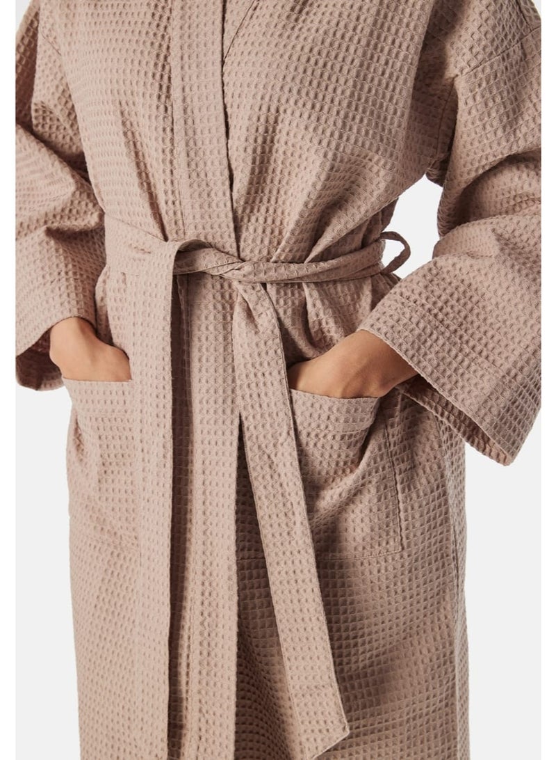 Luxe Concepts Luxury Waffle Bathrobe – Beige, 100% Cotton, Hotel & Spa Quality - Image 1